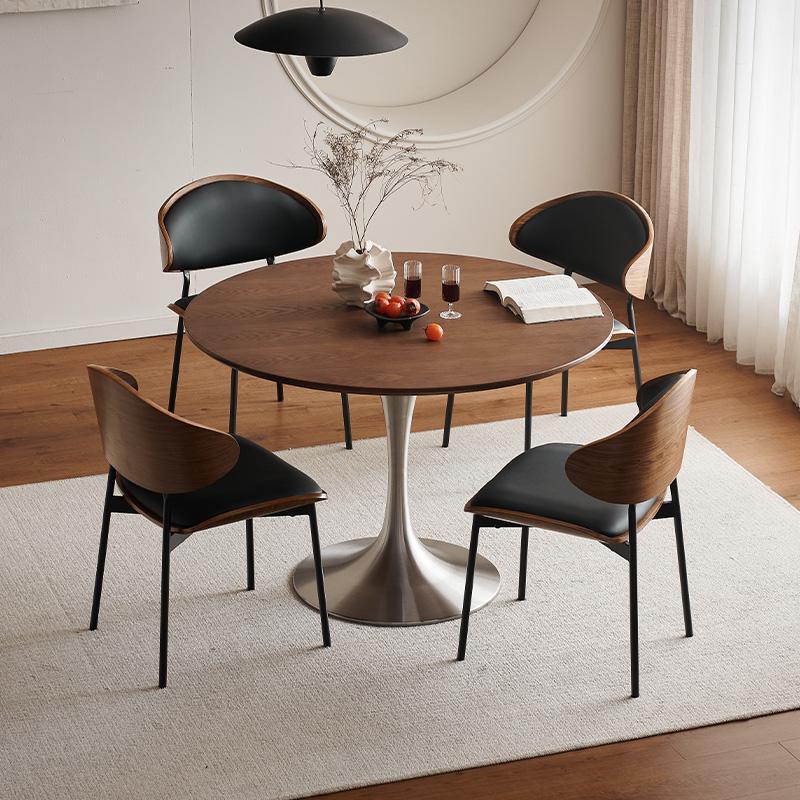 French-Style Vintage Solid Wood Dining Table for Small Apartments, Mid-Century Style Round Table, Nordic Minimalist Meeting Table, Dining Table and Chairs French-Style Vintage Solid Wood Dining Table for Small Apartments, Mid-Century Style Round Table, Nordic Minimalist Meeting Table, Dining Table and Chairs