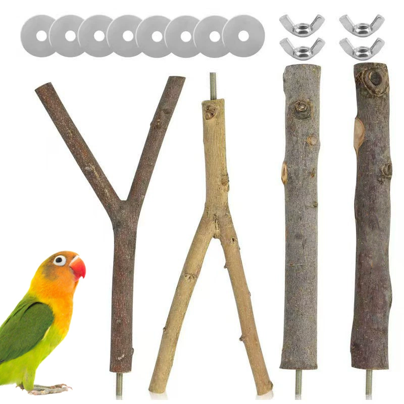 Деревянная подставка для попугая и подставка для ветки, комбинированный набор, попугайская подставка для отдыха, деревянная жевательная и заточная палочка для когтей, игрушка для попугая
