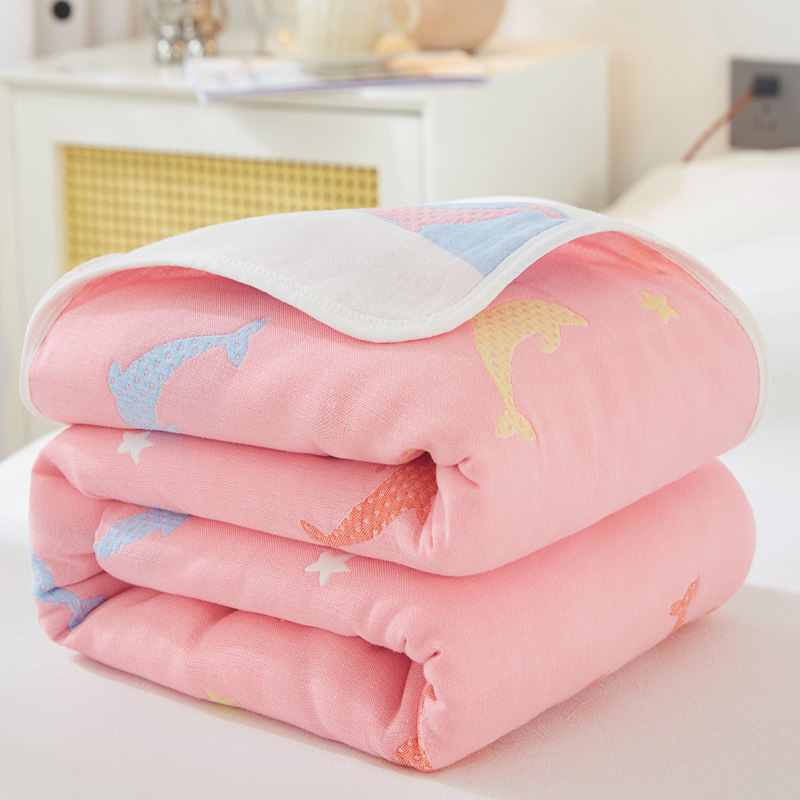 (Dolphin pink) / 90x 100cm "cotton 6 layer yarn" baby