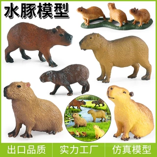 实心儿童仿真动物模型野生动物玩具卡皮巴拉水豚啮齿认知桌面摆件