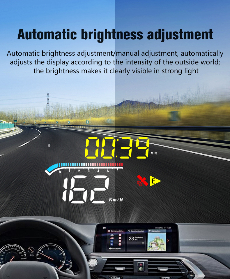 Car Head-Up Display (HUD) with OBD Projection, Color Screen, Multi-Function GPS Dual-System, High-Definition Digital Instrument