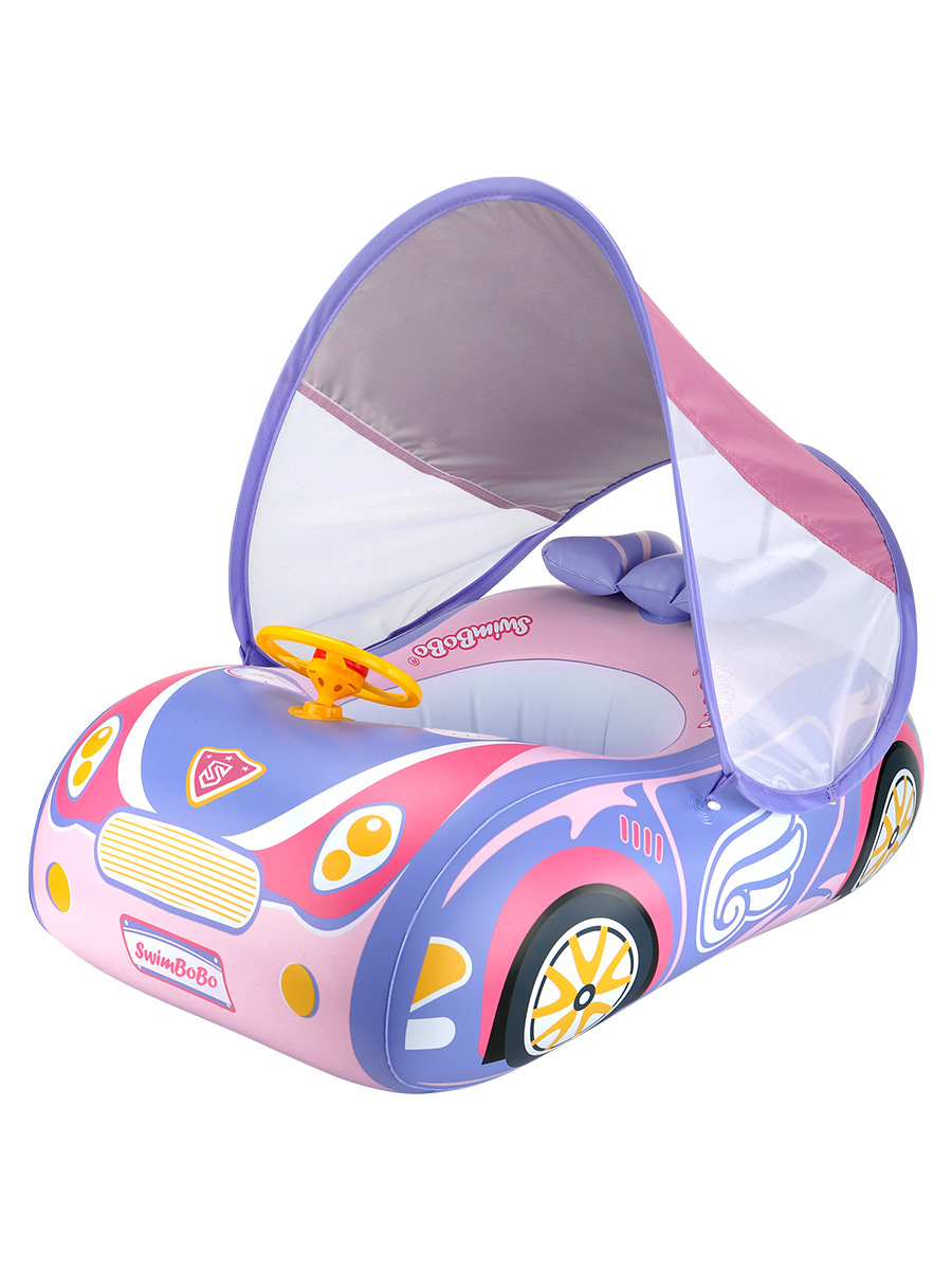Flotador infantil Swimbobo, flotador con forma de coche para exteriores con parasol, flotador inflable engrosado para bebés al por mayor