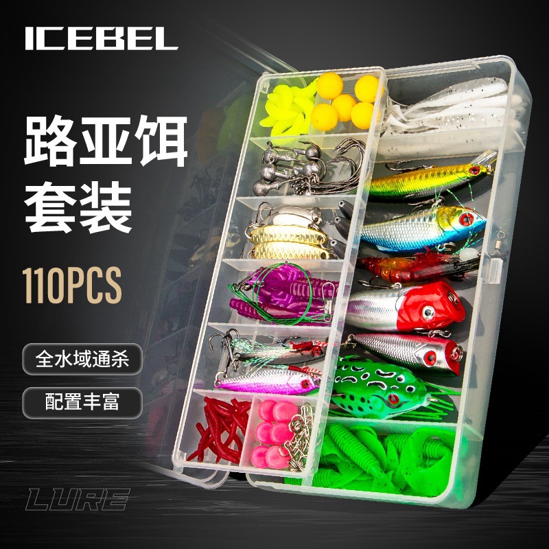 ICEBEL explosión integral 110 piezas de minio boca de lápiz de trueno rana cebo suave caja de cebo de pesca