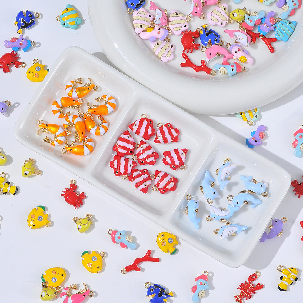 海洋系合金可爱吊坠螃蟹小鱼吊坠 DIY手作项链手链耳环饰品挂件