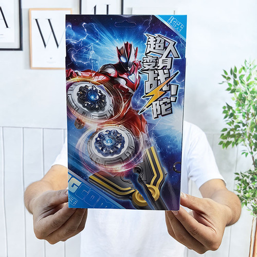 W027014B Superman Transformed Battle Top Collision Luminous Children's Superman Alloy Top Toy Training Class Gift