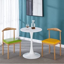 小圆桌北欧家居阳台休闲桌椅酒店商务接待办公圆桌奶茶咖啡店白色