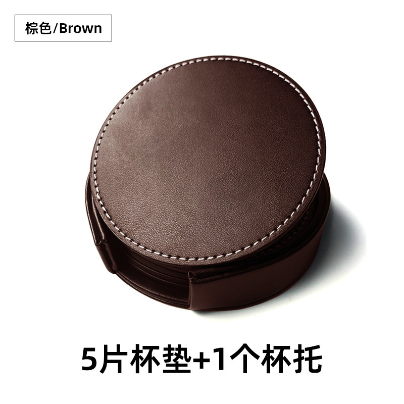 クリエイティブ家具ホテルのコースターの卸売セットは、10cmのラウンドPUのコーヒーマットのコースターの卸売を追加することができます。|undefined