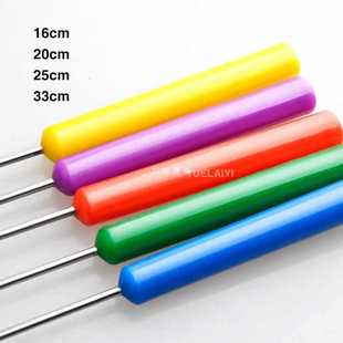 Stainless steel stick spicy hot pot rotating small hot pot short stick baking anti-scald hand iron stick multi-length color plastic handle