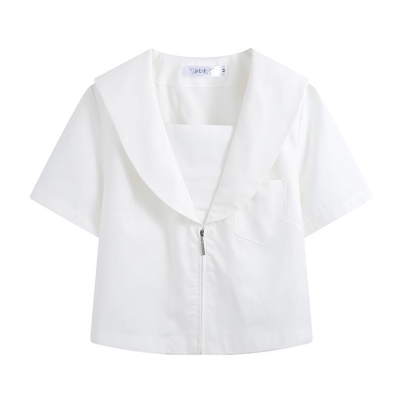 jk短袖女学生基础款jk制服水手服宽松关东札幌关西襟夏季白色衬衣