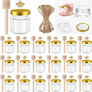 Amazon glass sealed jar 45 hexagonal honey bottle 25 Xi mi bottle with lid Bird's Nest glass bottle jam sub-bottle