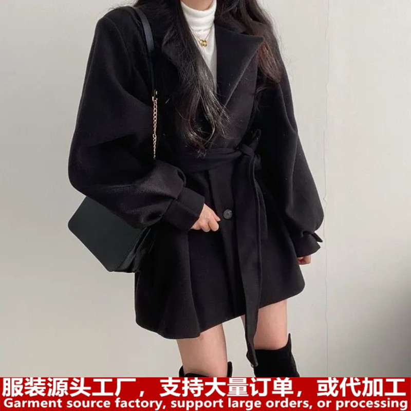 Amazon Wholesale Autumn and Winter Loose Style Coat Women's Woolen Suit Collar Mid-Length Woolen Coat for Small Women Amazon Wholesale Autumn and Winter Loose Style Coat Women's Woolen Suit Collar Mid-Length Woolen Coat for Small Women