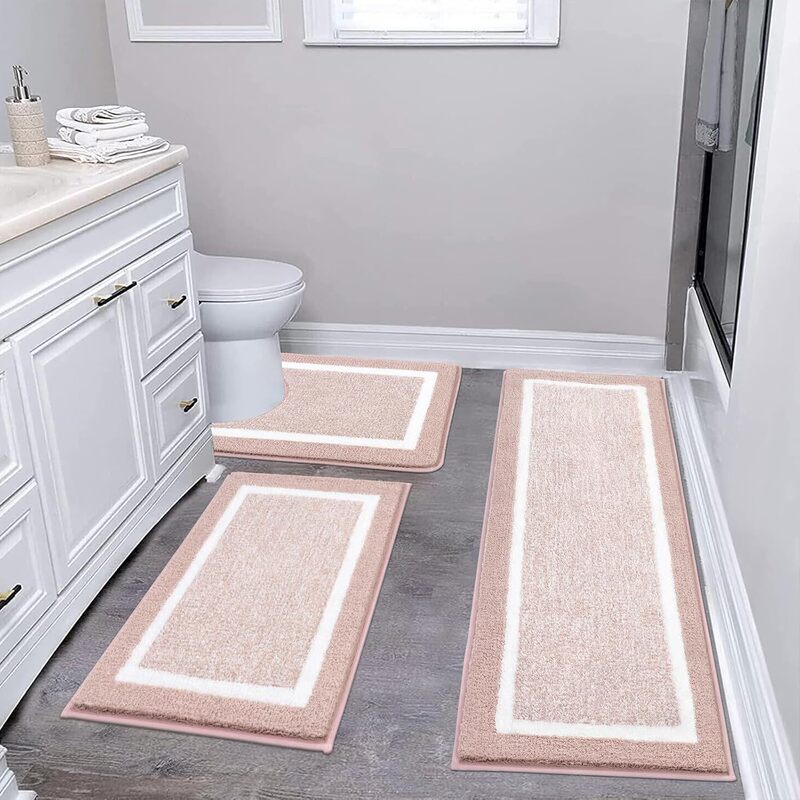 Cross-Border Simple Style Kitchen Bathroom Toilet Imitation Cashmere Washed Floor Mat Stain-Resistant, Wear-Resistant and Dust-Proof Three-Piece Set