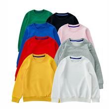 童装纯色卫衣圆领长袖春秋款空白纯棉中小童可定制图案LOGO团体服