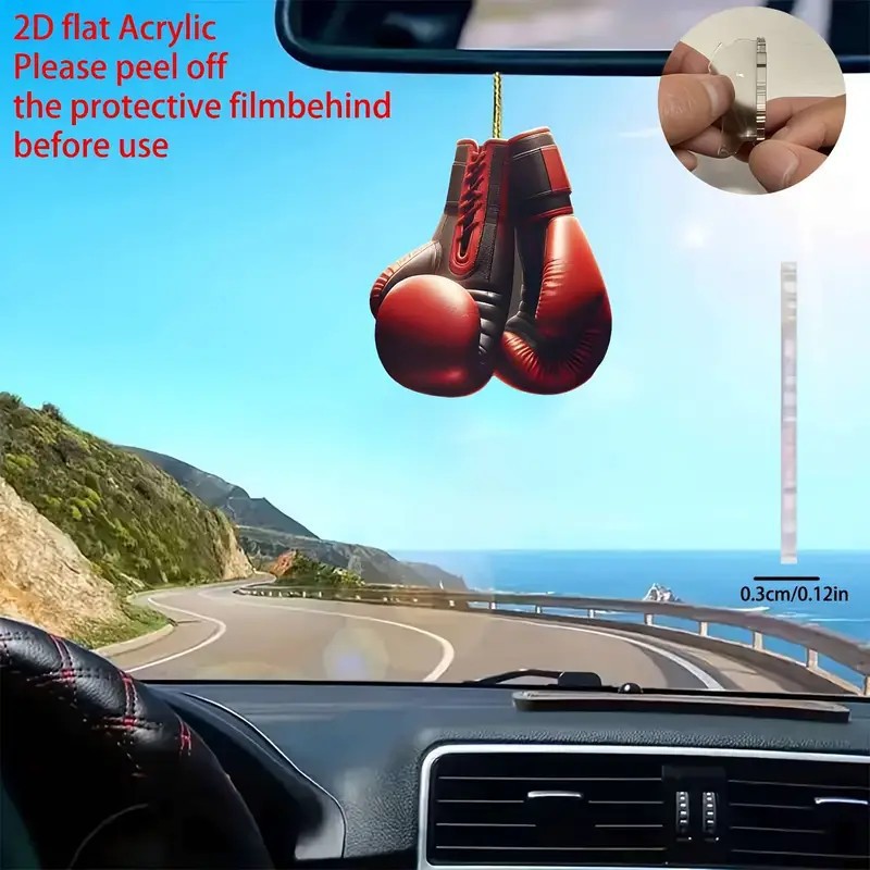 Acrílico transfronterizo creativo guantes de boxeo rojo colgar decoraciones accesorios de automóviles decoración interior automóvil