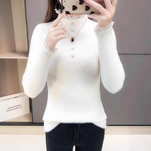 春装水貂绒高领毛衣女春秋款2025新款爆款洋气内搭加厚修身打底衫
