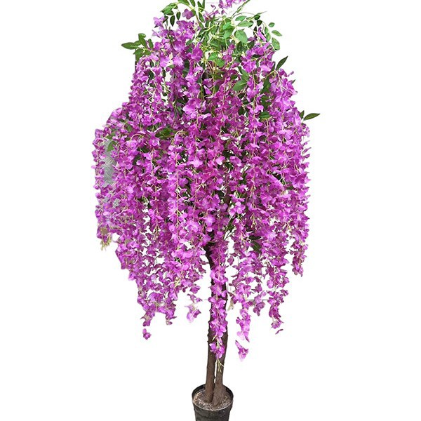 Simulación de árbol de flor de frijol centro comercial interior decoración de ventana de hotel bonsai artificial poste de madera maciza simulación de árbol de flor de frijol falso bonsai