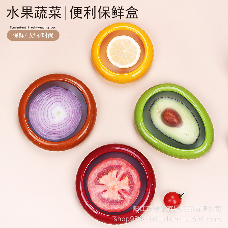 Juego de caja de conservación de frutas y verduras de película transparente, limón, aguacate, tomate, cebolla, refrigerador, caja de almacenamiento de congelación