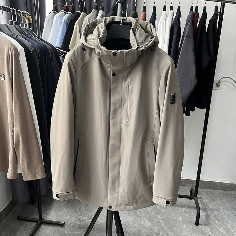 海柜货 千元级可脱卸兔毛内胆！男士防风防水皮草夹克派克服男