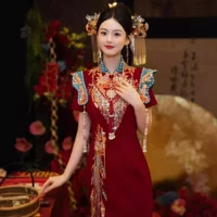 Xiuhe свадебный костюм Cheongsam новый летний свадебный ретро китайский тост роскошное свадебное платье