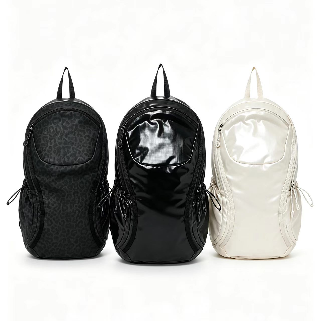 Korean-Style Lightweight Pearlescent Glossy Soft-Shell Casual Letter-Print Backpack Unisex School Bag