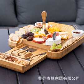 跨境芝士板可伸缩水果面包切板带刀叉派对熟食牛排砧板黄油甜品盘