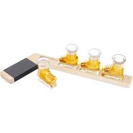 跨境木质创意异形酒杯托 展示木托盘可写字带黑板贴酒杯托盘酒杯