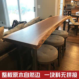 吧台桌实木桌椅组合商用酒吧台家用阳台靠墙高脚窄桌子长条小吧台