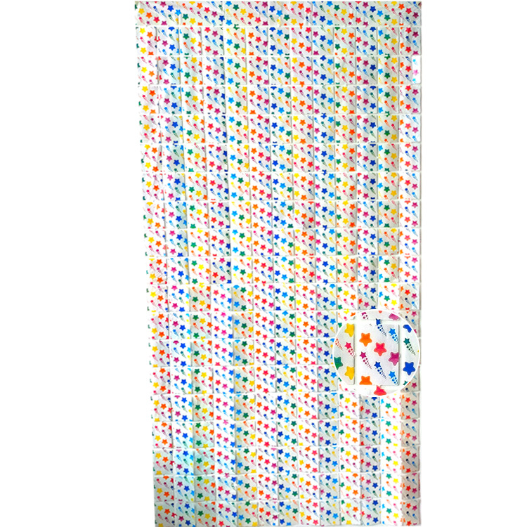 五角星方块帘白色