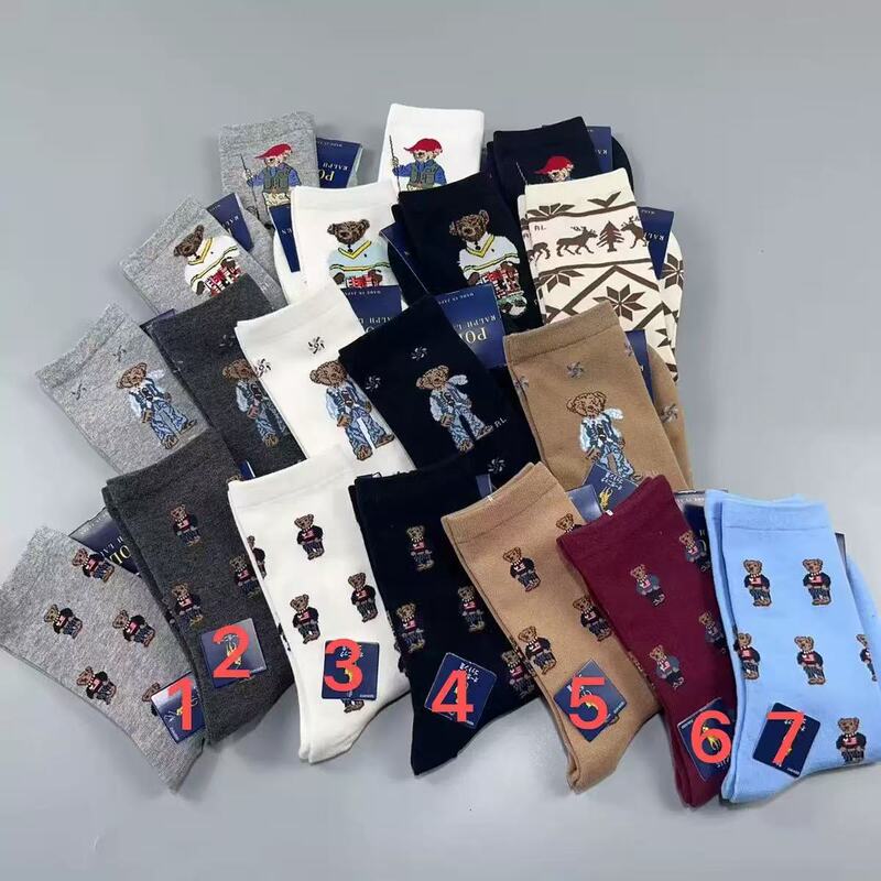Korean Socks Women's Mid-Waist Cotton Socks Cartoon Bear Big Bear Business Casual Mid-Tube Spring, Autumn and Winter New Style