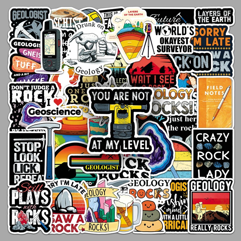 50 geology stickers for cross-border use, personalized text, waterproof decorative phone case stickers 50 geology stickers for cross-border use, personalized text, waterproof decorative phone case stickers