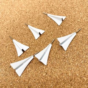 Ins Stereo Airplane Thumbtacks Cork Board Message Board Nails Creative Iron Photo Wall Felt Decorative I-Shaped Nails 6 Pieces