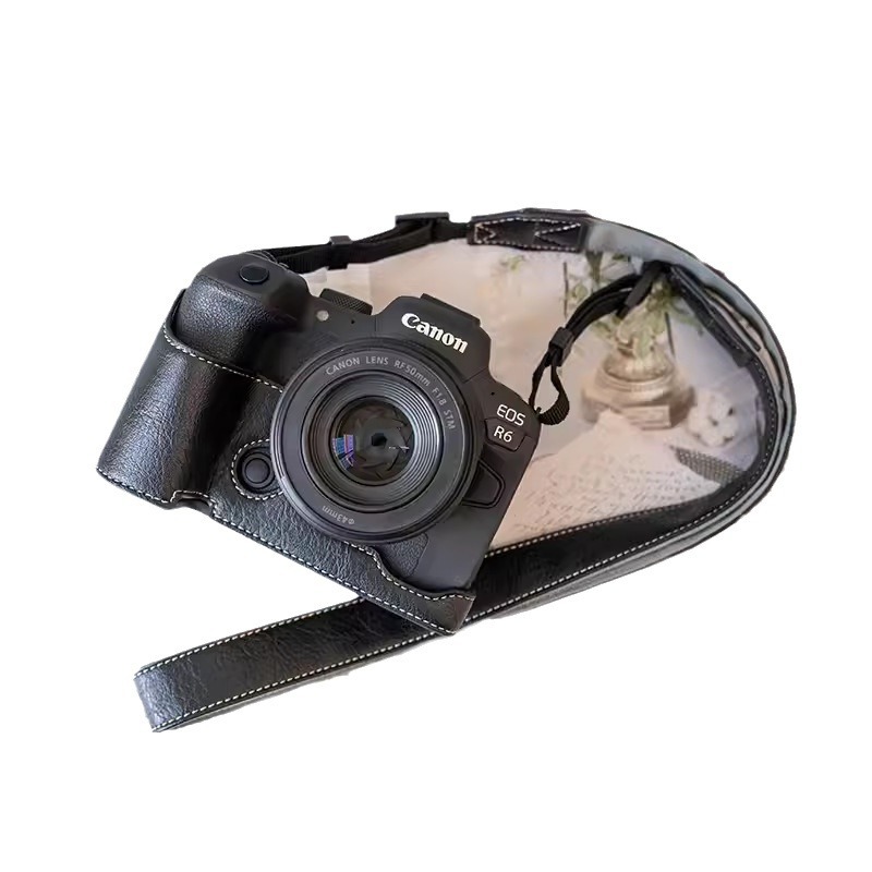 캐논 R6II R6 R5II R5 가죽 케이스 기본 마이크로 단일 카메라 가방 R62 절반 세트 R52 보호 케이스에 적합