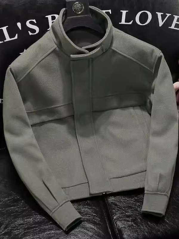 Chaqueta de lana de alta gama primavera para hombres nueva marca de moda versión coreana de la chaqueta gruesa de lana corta de moda