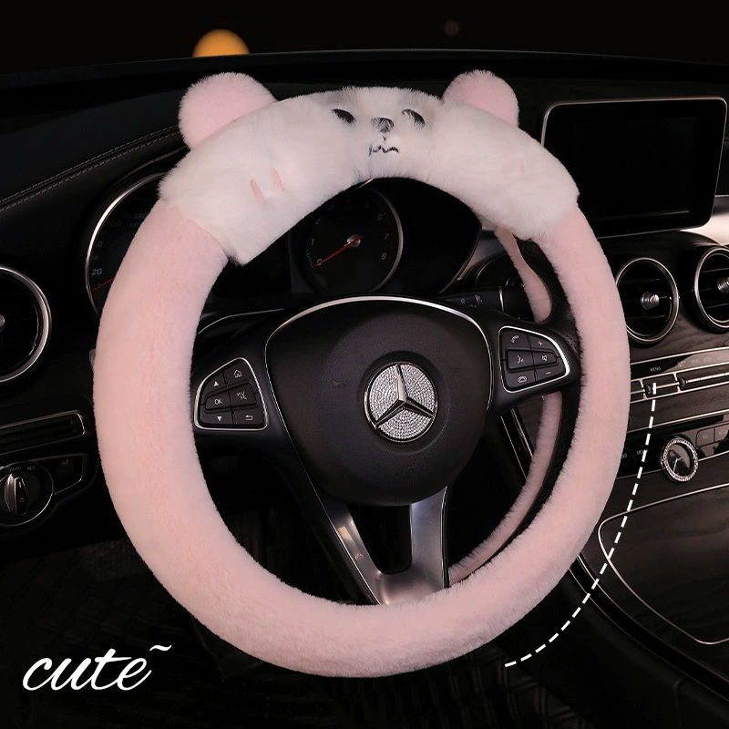 2457 чехол для рулевого колеса автомобиля зимний плюшевый сетчатый красный милый теплый высококачественный легкий и роскошный четырехсезонный чехол для автомобиля