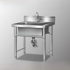 Commercial 304 stainless steel sink single double three-compartment school handwashing pool kitchen canteen dishwashing vegetable washing disinfection home use