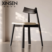 中古风餐椅家用高级感靠背椅子实木餐椅餐厅奶茶咖啡厅接待凳子
