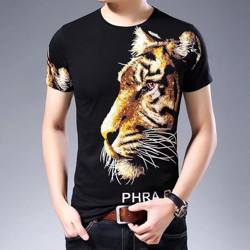 2025 Long-sleeved T-shirt Men's Autumn Men's T-shirt Clothes Chinese Style Men's Crewneck Distinctive Short-sleeved Printed Men