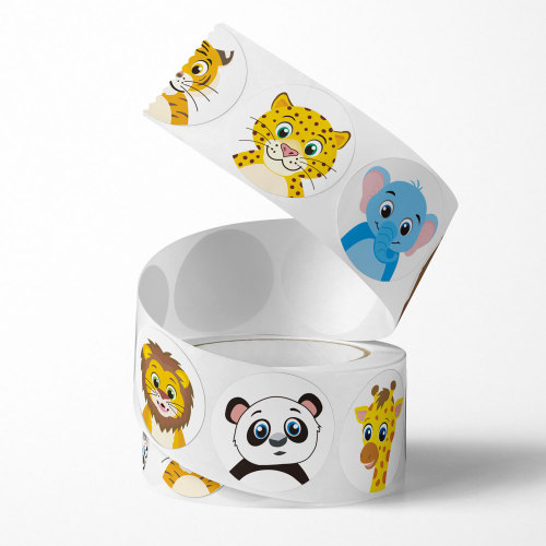 Children's cartoon animal stickers baby stickers kindergarten English teacher inspirational little red flower reward roll stickers