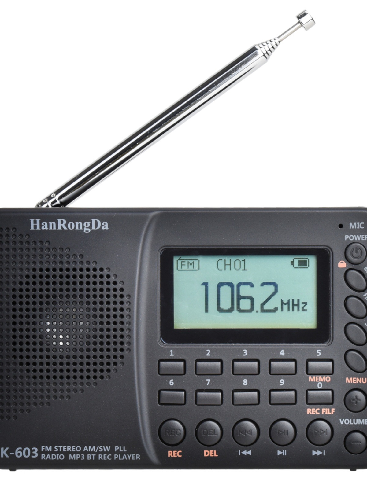 K-603调频中波短波FMAMSW全波段BT插卡MP3播放数码录音机收音机