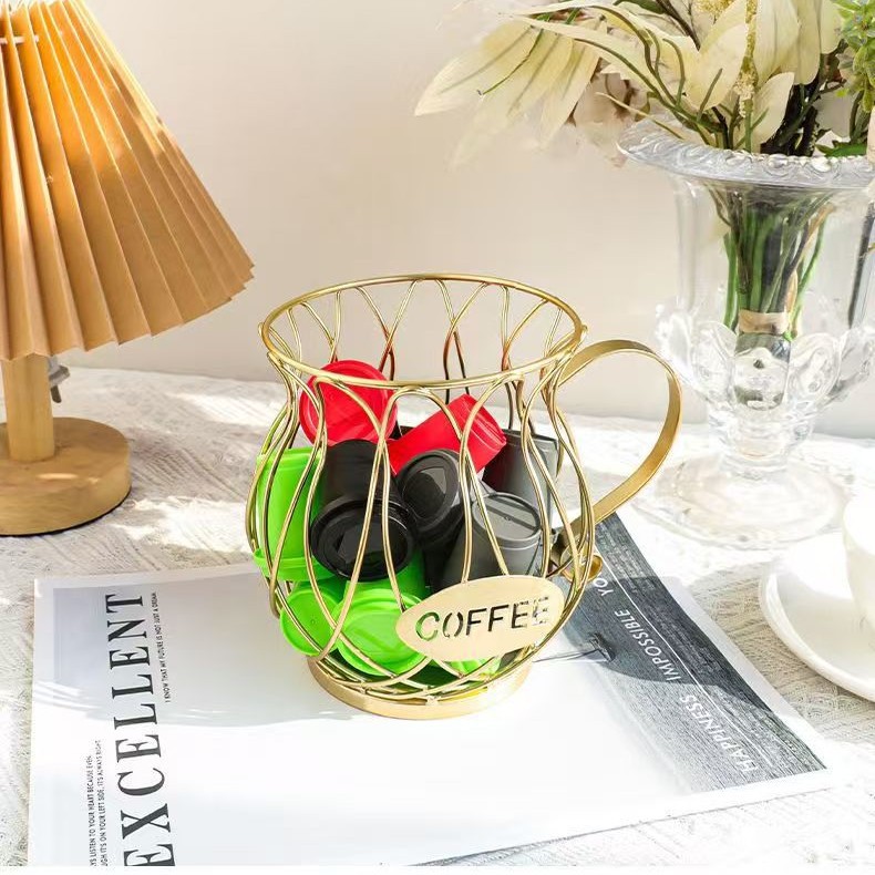 Cesta de almacenamiento de cápsulas de café, sala de estar creativa, hogar, mesa de café de lujo ligero nórdico, bocadillos, mini plato de frutas