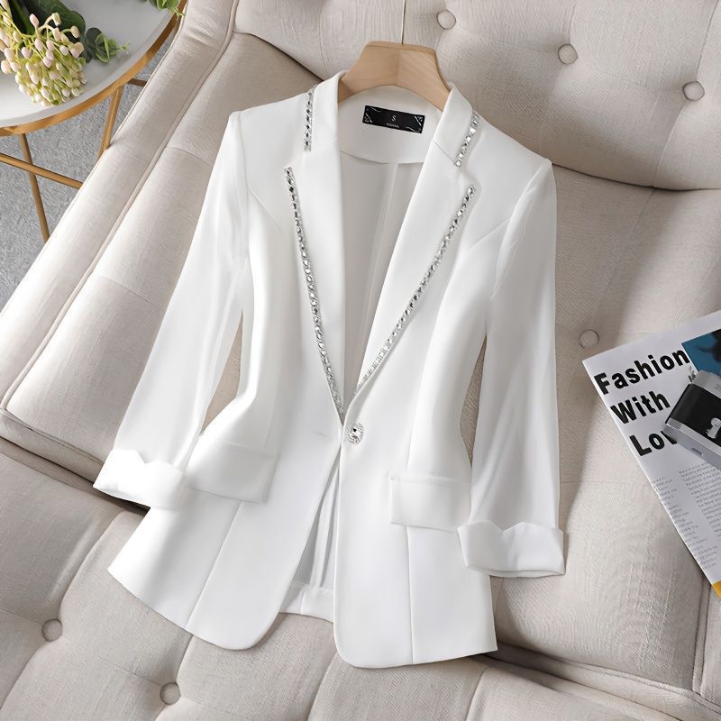 Diamond Suit Women's 2025 Spring and Summer New Three-Quarter Sleeve High-End Small Jacket Design Niche Fashion Casual Suit
