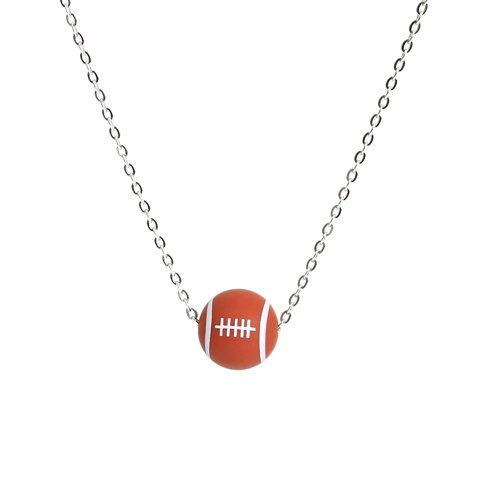 Simple Style Basketball Stainless Steel Silica Gel Pendant Necklace display picture 9