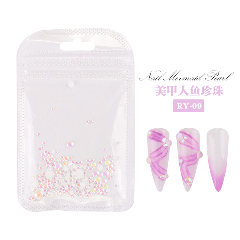 Transfronteriza nueva sirena colorida perla Aurora cristal transparente decoración de uñas joyería de uñas DIY 300 piezas en stock