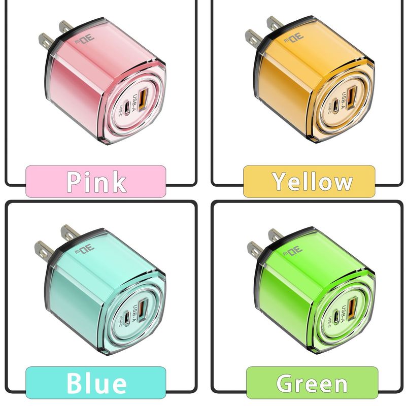 透明壳手机充电器PD30W小冰块A+C双口快充头CE认证5V2A充电器跨境|undefined