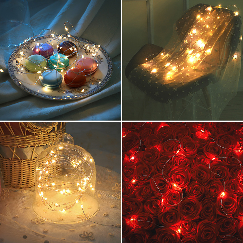 Empaquetado de La Flor estrellado luz LED decoración de vacaciones atmósfera luz al por mayor mano DIY regalo joyería alambre de cobre Cadena de luz