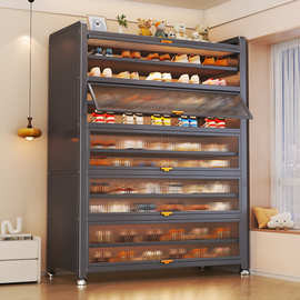 鞋柜钢制多层大容量储物柜家用玄关翻盖阳光板防尘收纳柜铁艺鞋架