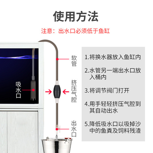 Fish tank water changer, manual mini water suction device, sand washer, fish tank cleaning tool, water pump, sewage suction device