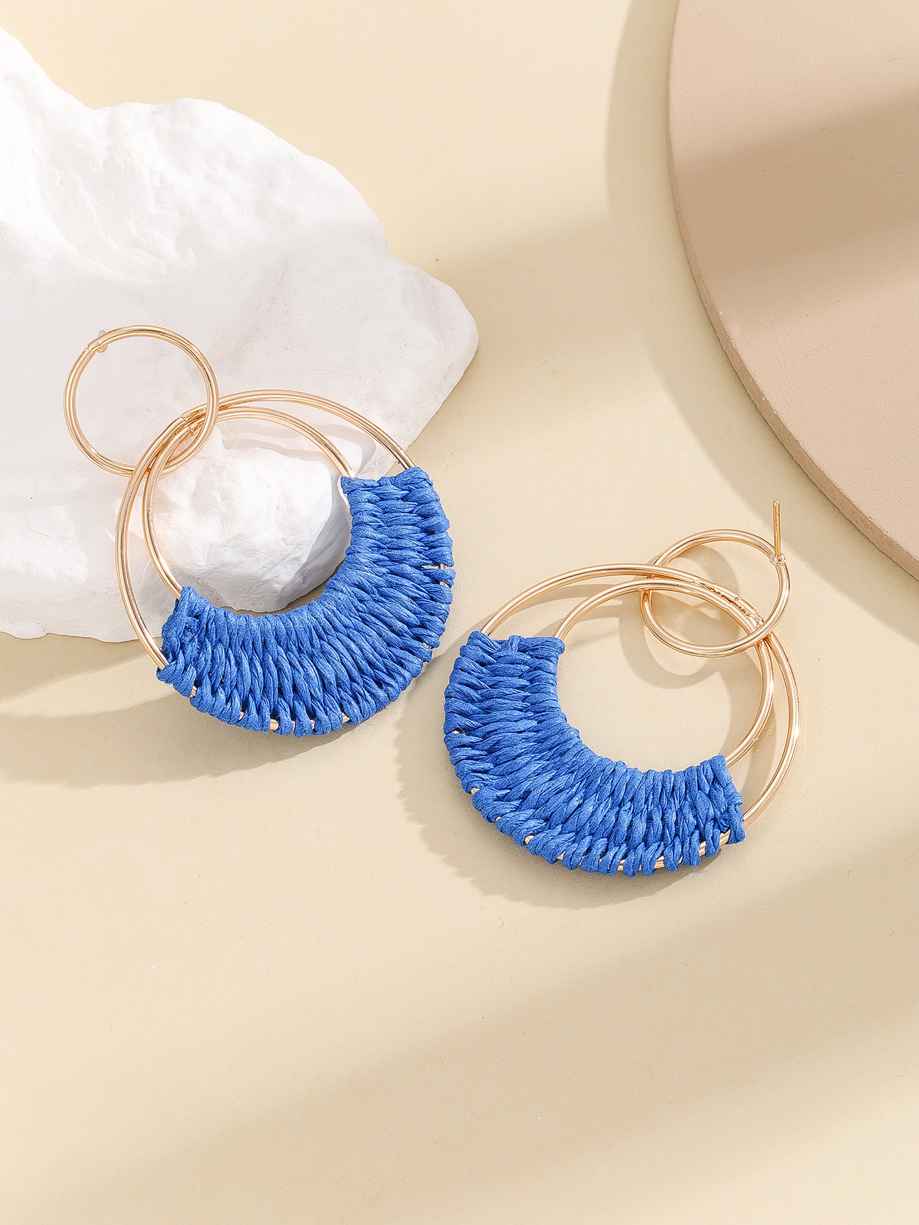 Daily Occasion Iron Material Solid Color Pattern 1 Pair Vacation Solid Color Braid Iron Drop Earrings