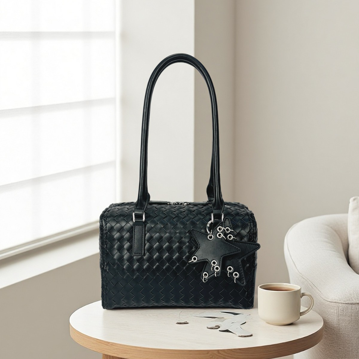 2026 New Arrival Woven Office Briefcase Underarm Bag For Women, Commuter Shoulder Handbag, Travel Star Pillow Bag - Thumbnail 2