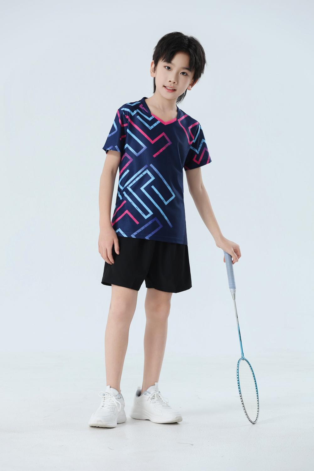 Nuevo set de bádminton transpirable de secado rápido hombre y mujer V-collar chaqueta deportiva para niños adultos con impresión personalizada image 21